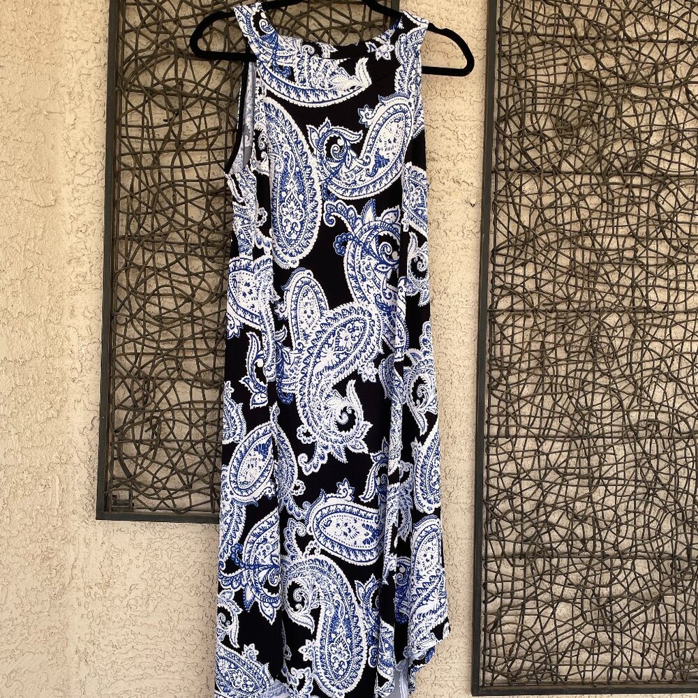 Dana Buchman Paisley Blue Design, Sleeveless, Midi Dress Women's SZ M
